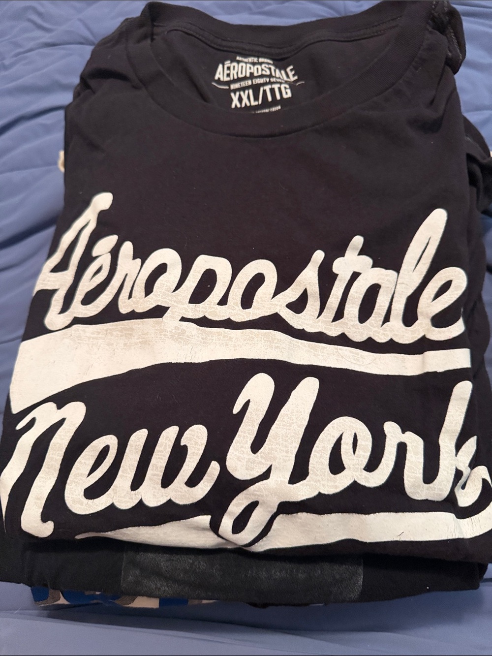 Aeropostale Black Tee with White 'Aeropostale New York' Script